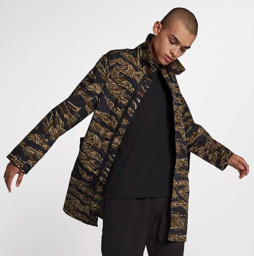 nikelab essentials tiger camo parka